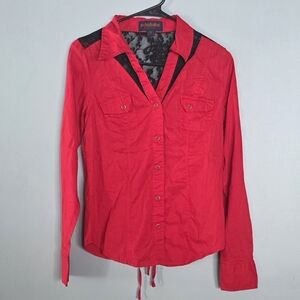 Women's Vibrant Red Button-Down Shirt